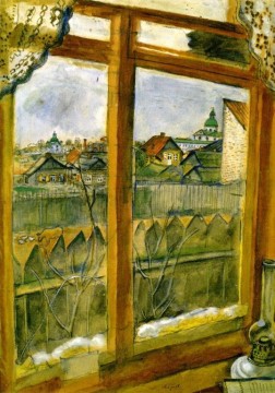 Marc Chagall Painting - Vista desde una ventana contemporáneo Marc Chagall